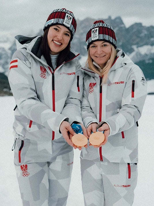 Recreated Milano Cortina 2026 Winter Olympics Opening Ceremony Team Austria grey hooded jacket with lightweight insulated design