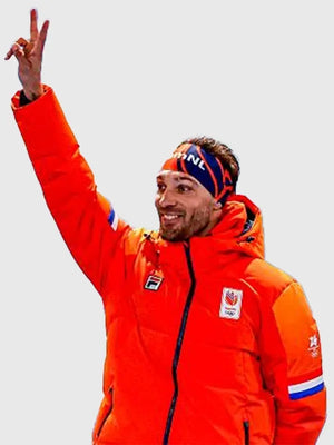 Orange Milano Cortina 2026 Team Netherlands opening ceremony jacket linked to Kjeld Nuis with modern athletic aesthetic
