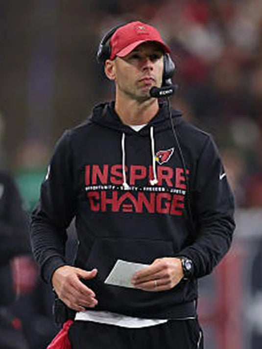 Jonathan Gannon Inspire Change 2025 Cardinals black hoodie by Nike showcasing Opportunity Equity Freedom Justice design