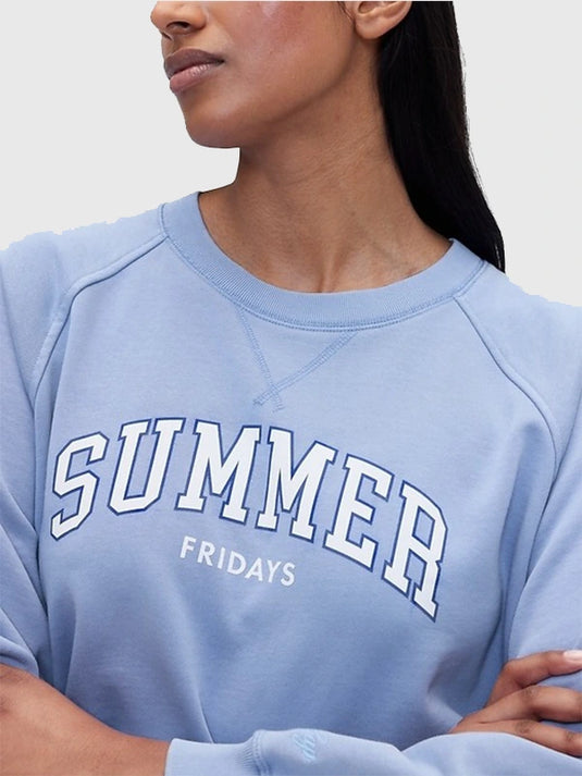 Blue oversized raglan logo sweatshirt recreated from the Gap x Summer Fridays collaboration with a comfortable, modern fit