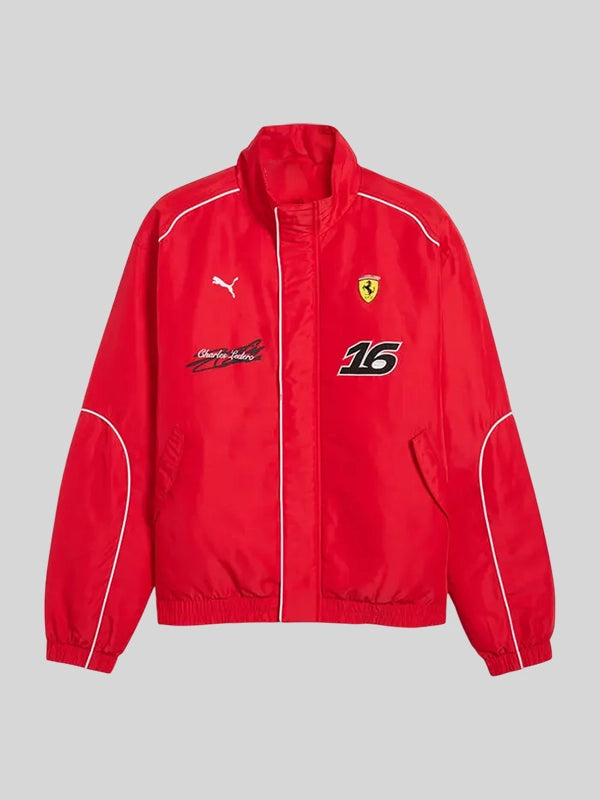 PUMA x Ferrari F1 Charles Leclerc track jacket in red crafted for comfort with classic track-style construction