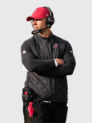 Jonathan Gannon inspired Arizona Cardinals parachute vest in black with versatile layering appeal