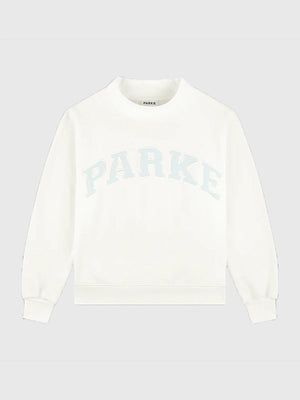 RECREATED Parke Bridal Varsity 2026 Mockneck Fleece Sweatshirt crafted from plush fabric with a comfortable casual profile