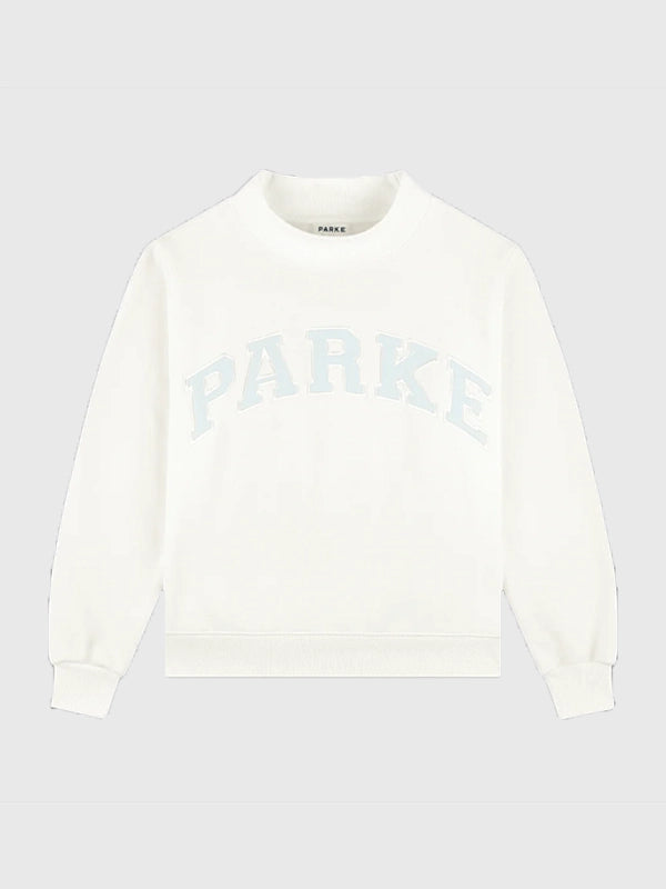 RECREATED Parke Bridal Varsity 2026 Mockneck Fleece Sweatshirt crafted from plush fabric with a comfortable casual profile