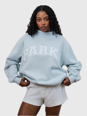 RECREATED 2026 Parke Bridal Varsity Mockneck Sweatshirt showcasing a sleek silhouette with subtle athletic-inspired detailing