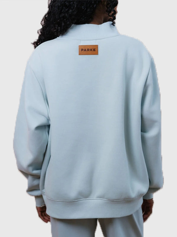 RECREATED Blue Parke Bridal Classic 2026 Oversized Mockneck Sweatshirt crafted from plush fleece material with a cozy casual profile