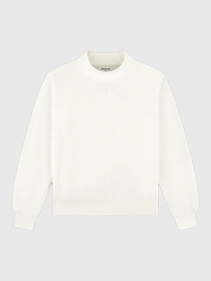 RECREATED Parke 2026 Bridal Classic Oversized Mockneck Fleece Sweatshirt in Off-White featuring soft fleece construction with a clean oversized silhouette