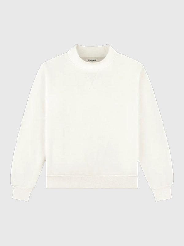 RECREATED Parke 2026 Bridal Classic Oversized Mockneck Fleece Sweatshirt in Off-White featuring soft fleece construction with a clean oversized silhouette