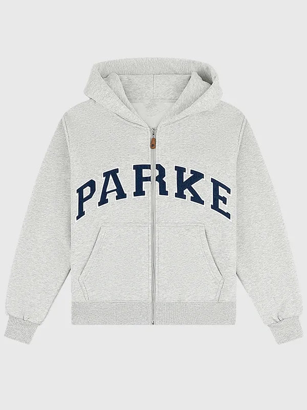 2026 Parke OG Varsity Zip Up Fleece Hoodie featuring soft brushed interior and classic varsity-inspired detailing