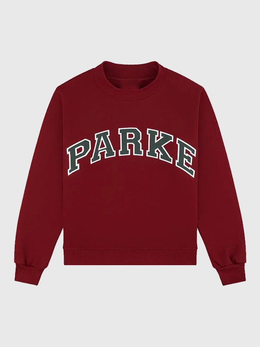 Recreation 2025 Parke Holiday Varsity Fleece Mockneck Sweatshirt in maroon with soft fleece fabric and clean varsity-inspired detailing.