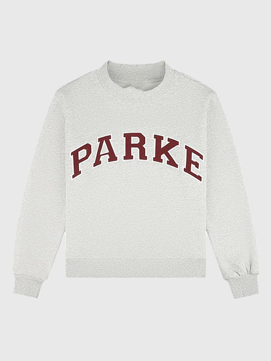 Recreation 2025 Parke Holiday Varsity Fleece Mockneck Sweatshirt in grey with a soft fleece build and clean varsity-inspired detailing.