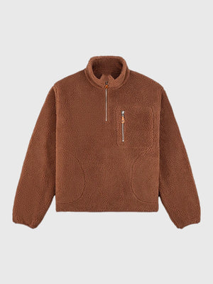 Parke 2026 brown quarter zip pullover in soft fleece, blending cozy comfort with modern streetwear appeal