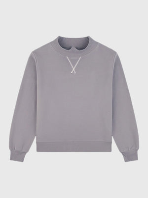 Parke 2026 grey fleece mockneck sweatshirt with classic structure and elevated everyday comfort