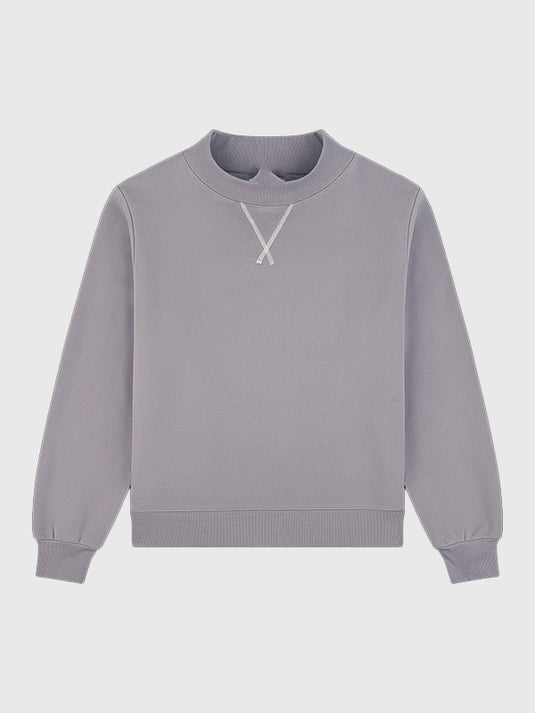 Parke 2026 grey fleece mockneck sweatshirt with classic structure and elevated everyday comfort