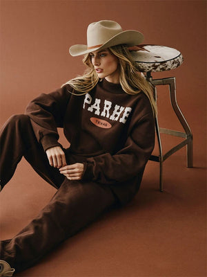 Brown Parke Texas Signature Mockneck Sweatshirt made from premium fleece with a relaxed everyday fit.
