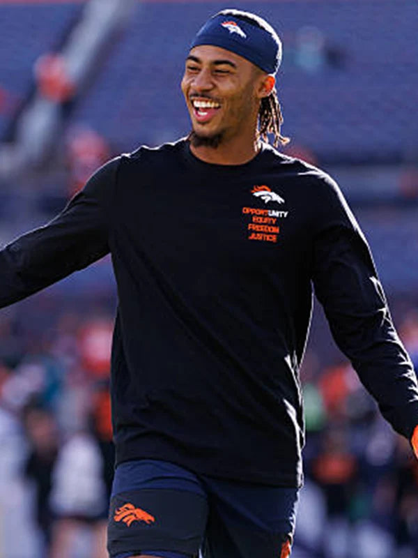 Black Nike long sleeve T-shirt inspired by Denver Broncos coach Pat Bryant 2025 Inspire Change collection