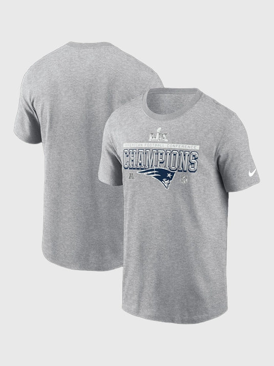 New England Patriots Nike 2025 AFC Champions Locker Room Trophy Collection t-shirt in heather grey