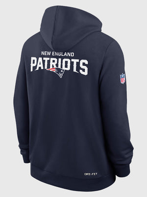 Super Bowl LX 2026 navy Patriots hoodie with fleece build and Christian Gonzalez player elements