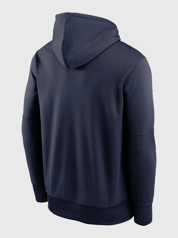 Recreated Nike New England Patriots logo Therma-Fit pullover fleece hoodie in navy for unisex wear