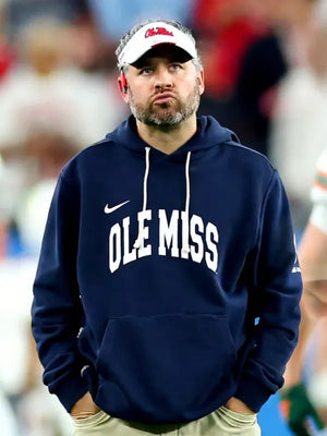 Recreated Pete Golding Ole Miss Nike pullover hoodie in navy with classic collegiate styling