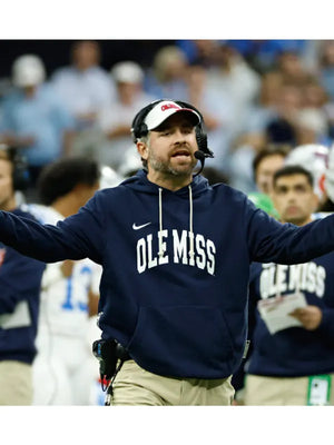 Ole Miss coach-inspired Nike hoodie recreated in navy for everyday collegiate fan wear