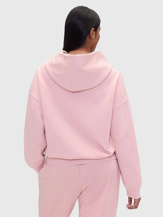 Oversized pink fleece hoodie RECREATED with Gap × Summer Fridays logo, featuring a cozy fit and elevated casual aesthetic