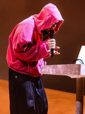 Justin Bieber Coachella 2026 pink fur zip hoodie recreated with smooth lining and plush exterior finish