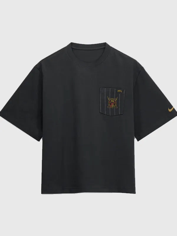 Black Pittsburgh Pirates Nike 2026 City Connect boxy tee recreated with chest pocket and modern streetwear styling