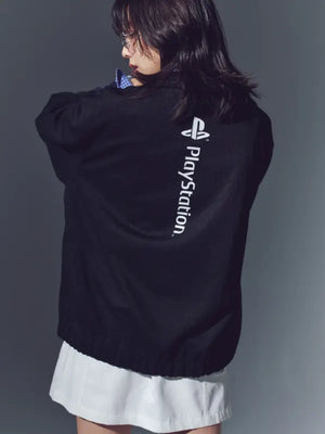Recreated PlayStation x Wind and Sea black track jacket with everyday athletic wear styling