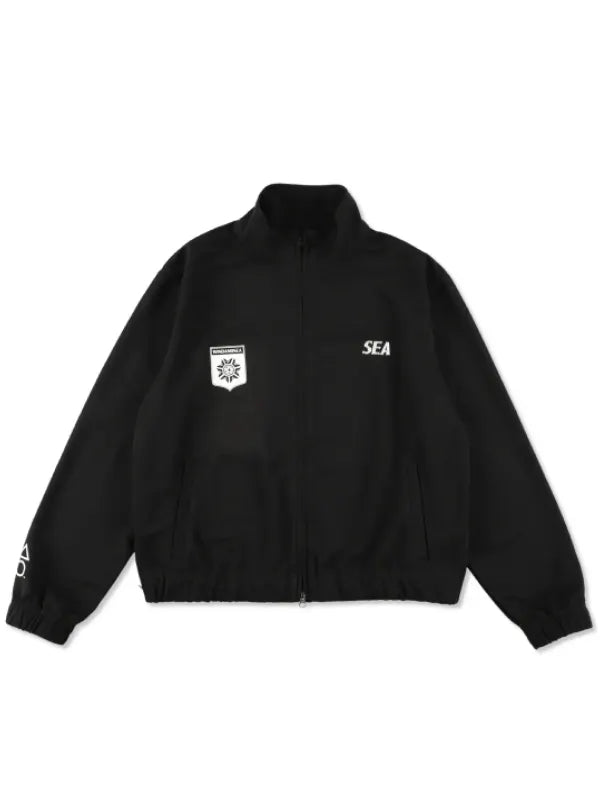 Recreated PlayStation x Wind and Sea black track jacket with clean athletic styling