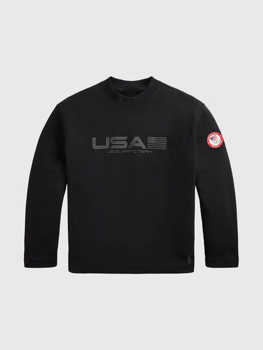 Team USA Milano Cortina 2026 black mockneck sweatshirt crafted in soft fleece by Polo Ralph Lauren