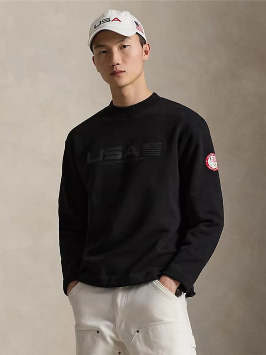 Polo Ralph Lauren black fleece mockneck sweatshirt designed for Team USA Milano Cortina 2026 Olympic collection