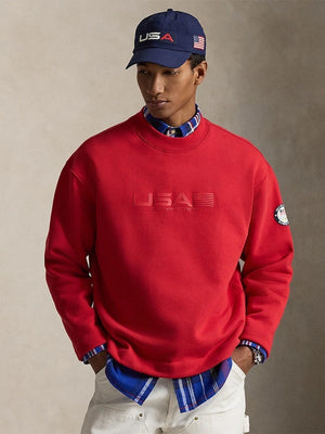 Team USA Milano Cortina 2026 red mockneck sweatshirt crafted in soft fleece by Polo Ralph Lauren