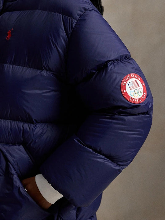 Team USA down-filled puffer jacket crafted by Polo Ralph Lauren for comfort and seasonal protection