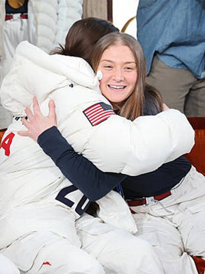 Team USA off-white closing ceremony jacket linked to Hilary Knight with tailored fit and cold-weather-ready construction