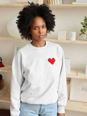 Grey fleece crewneck sweatshirt inspired by Province of Canada styling, recreated with a smooth exterior and warm interior lining.