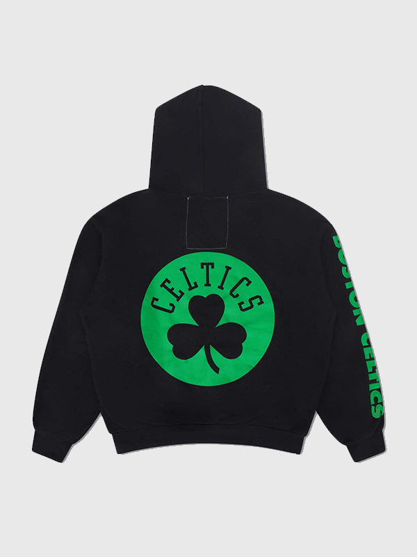 Recreated Aviator Nation Boston Celtics 2026 black pullover hoodie with cozy fleece construction and clean design