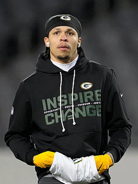 2025 Inspire Change Green Bay Packers hoodie in black blending everyday wear with bold written expression