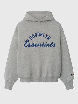 Essentials Fear of God Jackie Robinson Day Grey Pullover Oversized Hoodie featuring relaxed fit and soft fleece fabric