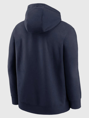 Nike navy fleece hoodie featuring AFC East Division Championship graphics from New England Patriots 2025 Locker Room Trophy Collection