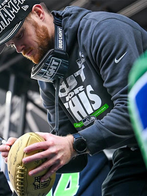Grey Seattle Seahawks Super Bowl LX Champions pullover hoodie inspired by Sam Darnold and parade celebration design