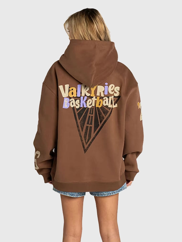 RECREATED Wild Collective Golden State Valkyries Brown Hoodie featuring a relaxed silhouette with smooth fleece texture and everyday wearability