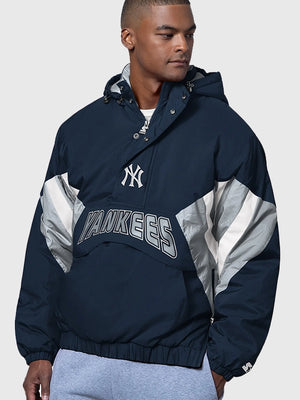 Recreated Starter 2026 New York Yankees classic breakaway jacket in navy with snap-button design and vintage athletic styling