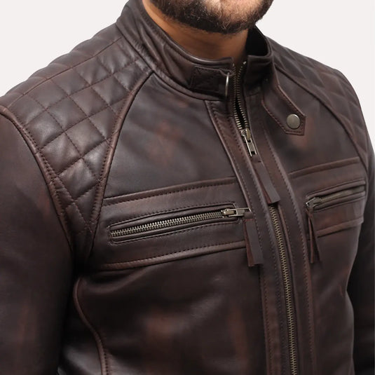 Joseph Distressed Brown Leather Jacket Mens