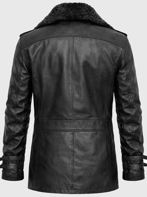 Recreated Resident Evil 9 Requiem Leon Kennedy black leather jacket with sleek front zipper and structured fit