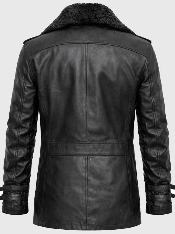 Recreated Resident Evil 9 Requiem Leon Kennedy black leather jacket with sleek front zipper and structured fit