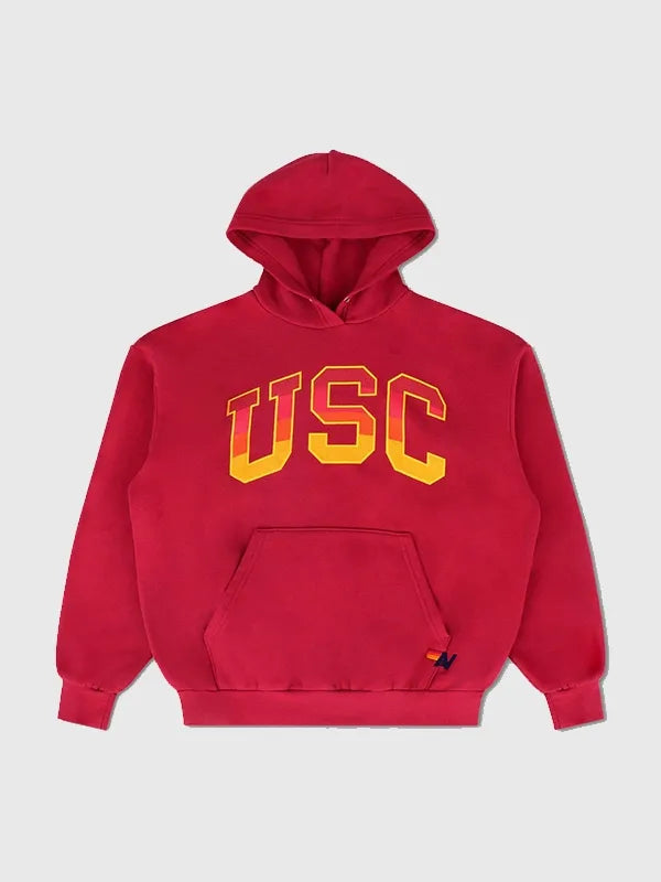 Red Aviator Nation 2026 University of Southern California hoodie combining breathable fabric and timeless collegiate appeal