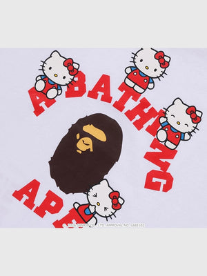A Bathing Ape Hello Kitty white College T-shirt designed for everyday wear with crisp detailing and classic cut