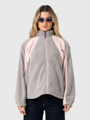RECREATED Rusty Two Tides sherpa fleece jacket in zip-through style, designed for unisex wear with plush feel and everyday comfort fit