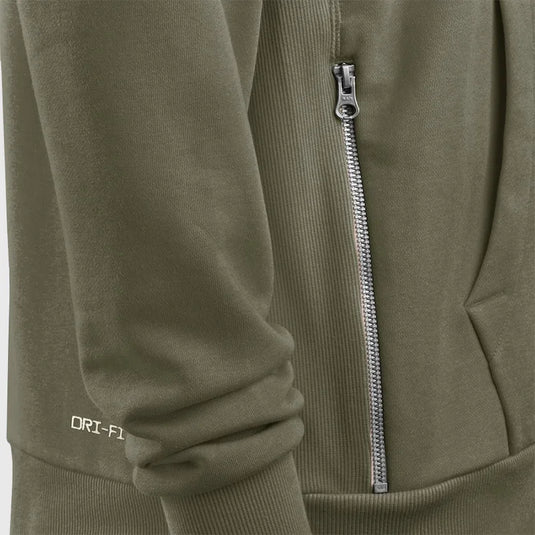 2025 olive green Nike hoodie styled for the Salute to Service edition.